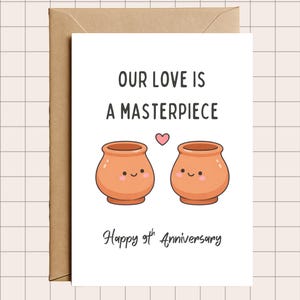 9th Anniversary Card – Pottery Clay Pots Love Card for Husband or Wife