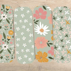 Pressed Petals in Sage Green Floral Bookmark Set – Handmade Bookmarks, Available as Set or Individual – Bookworm Gift, Gifts for Readers