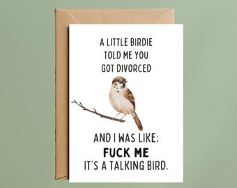 Snarky Divorce Congratulations Card, Breakup Humor Hilarious Birdie Told Me (A6 Size)