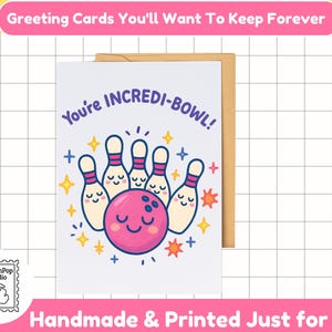 Carte You're Incredi-Bowl - Carte de remerciement amusante pour le bowling pour papa, ami, entraîneur ou équipe - Jolie carte de voeux pour Noël ou un cadeau de ligue