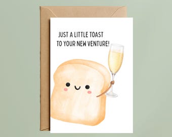 New Venture Greeting Card – Toast to Success, Congratulations Card (A6 Size)