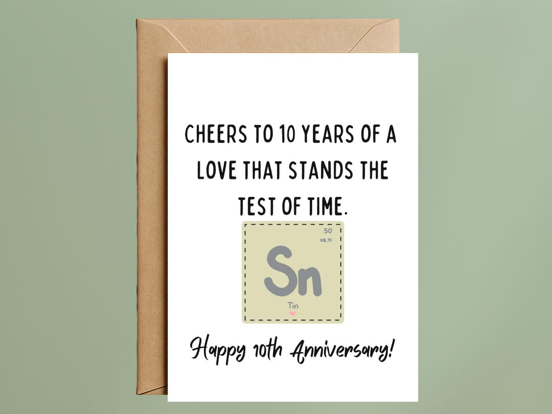 Periodic Table Element Tin Anniversary Card, 10 Years Love - Etsy