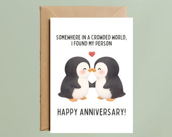 Penguin Anniversary Card: My Person Romantic Love Greeting