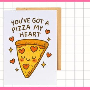 Biglietto d'auguri "Hai una pizza nel mio cuore" / Biglietto d'auguri divertente con un gioco di parole sulla pizza per fidanzato, fidanzata, innamorato / Biglietto d'auguri carino per San Valentino o semplicemente perché