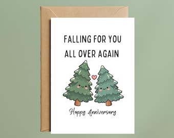 Evergreen Winter Anniversary Card | Romantic Christmas Card for Your Partner, Heartfelt Holiday Love Note