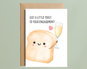 Engagement Card for Couple – Just a Little Toast to Your Engagement – Congratulations Love Greeting (A6 Size)