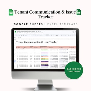 Hyreslogg, hyresgästkommunikation och problemspårning för hyresvärdar, underhållslogg, hyresöversikt, Google Sheets, Excel-mall