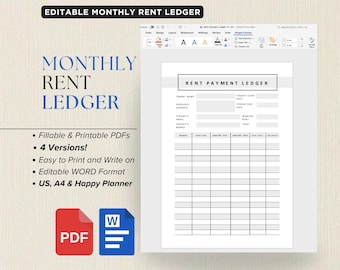 Printable Monthly Rent Ledger: Landlord Payment Tracker (PDF)