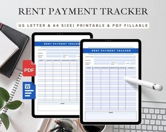 Rent Payment Tracker: Landlord Ledger, Tenant Tracker (PDF, Word)