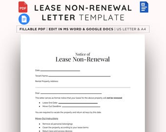 Simple Lease Non Renewal Letter Template For Terminating Landlord Lease Agreement (PDF, Word Doc)