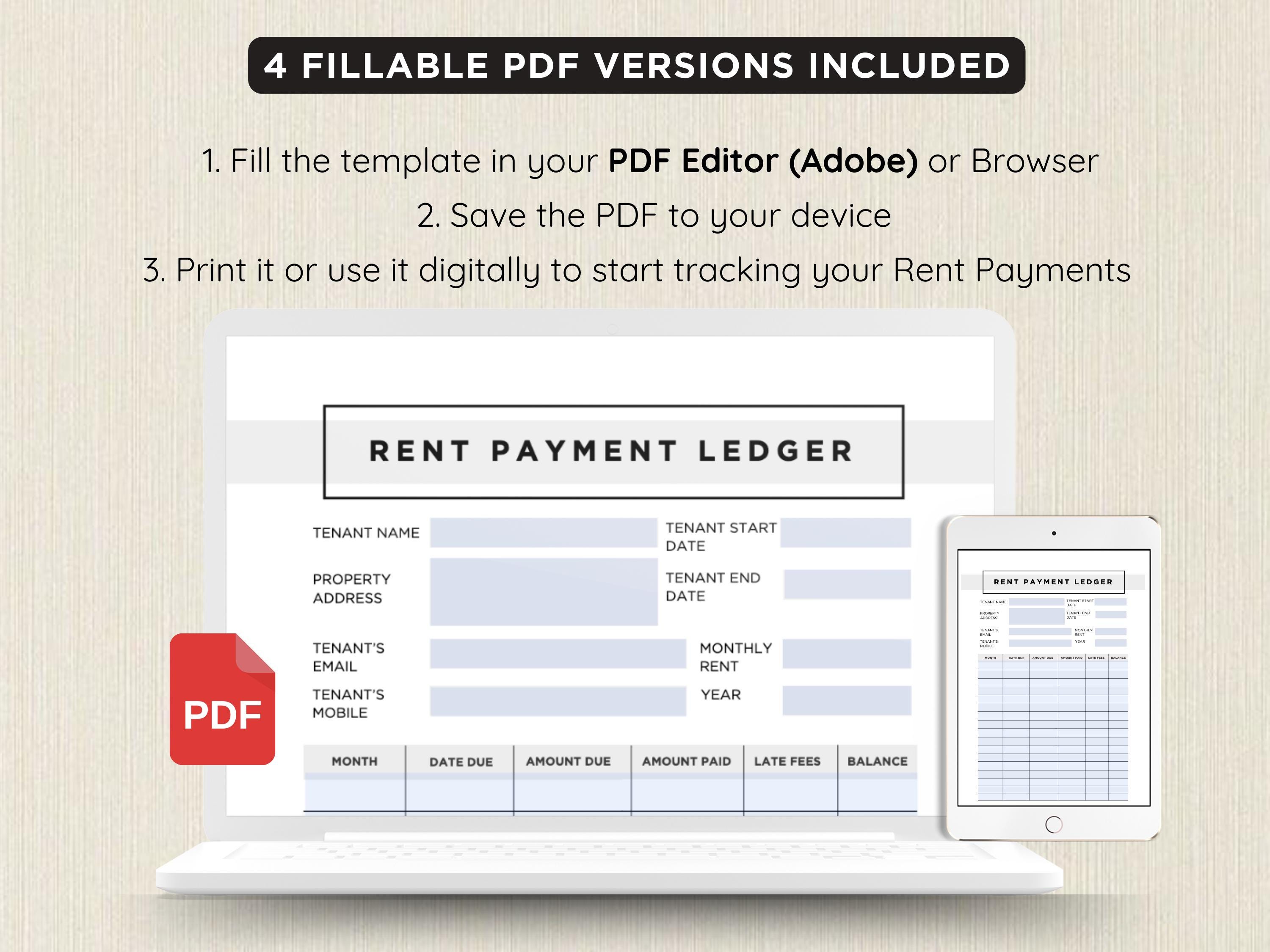 Printable Monthly Rent Ledger: Landlord Payment Tracker (PDF) - Etsy