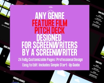 Movie Pitch Deck Template for Screenwriters: 24 Editable Canva Slides (PDF + Link)