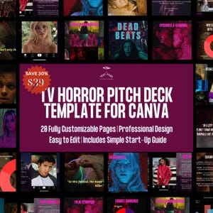 TV Horror Pitch Deck Template | Creepy Neon Horror Series Pitch | Screenplay Deck for Horror Writers & Filmmakers | Digital Download