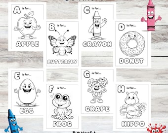 ABC Coloring Pages – Kids Alphabet Learning, Bonus Numbers (Digital Download)
