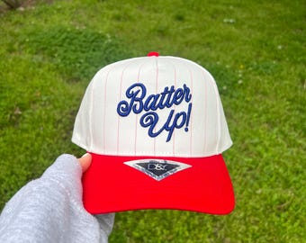 Embroidered 3D Batter Up Pinstripe Hat