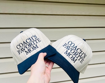 Embroidered Coach's Favorite Mom Sports Hat, Varsity Style