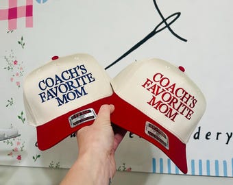 Embroidered Coach's Favorite Mom Sports Hat, Varsity Style