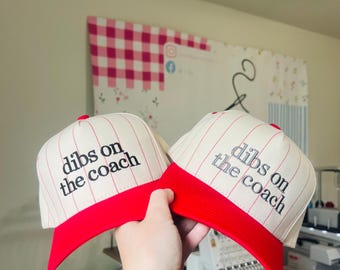 Dibs On The Coach Pinstripe Hat, Coach Wife Hat, Pinstripe Hat