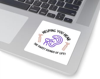 ENT Audiologist Helping You Hear Kiss-Cut Stickers Audio Awareness Decals, Laptop Stickers, Gift for Audiologists, Sound Lover