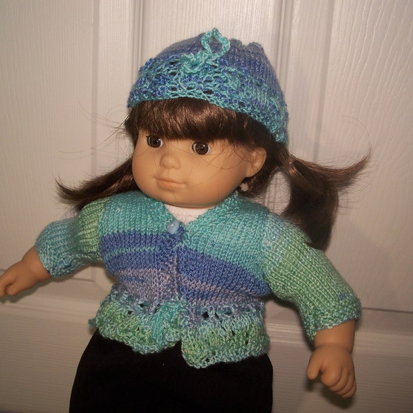 Hand knit sweater for bitty baby or bitty twin girl