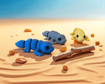 Customizable Baby Leopard Gecko Toy - Articulated Flexible Sensory Fidget, Mini Figurine Gift for Kids & Collectors