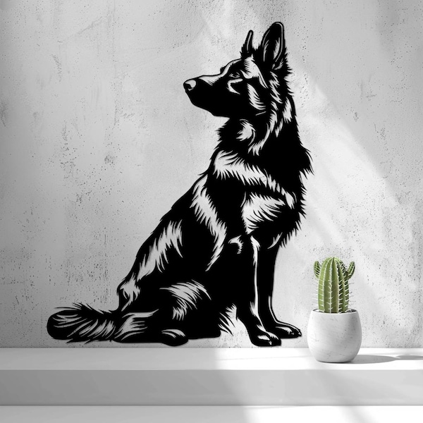 Customizable German Shepard, 2d Wall Art, Unique Decorative Gift, Artistic Wall Hanging, Office Décor, Handmade Dog Decoration