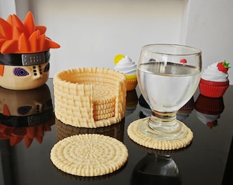 Wicker Style Coaster Set – 3D Printed Drink Coasters with Holder, Decorative Table Protection