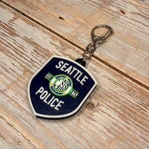 Seattle Police Department | Collector Patch Keychain Magnet | Police Wife Gift | Thin Blue Line