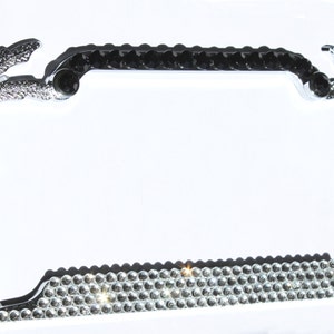 Palm Tree w BLACK and Clear Crystals Rhinestone Bling License Plate Frame and 2 caps