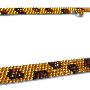 Rhinestone LEOPARD Design ~ Crystal License Plate Frame Bling Handmade and 2 Screw Caps