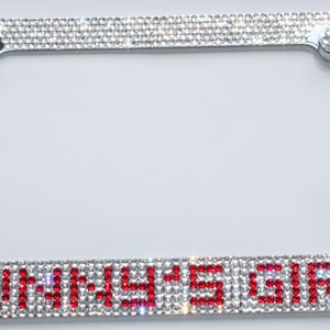 7 Row CUSTOM CRYSTAL Bling Diamond Rhinestone License Plate Frame made w/ Swarovski Elements and 2 Screw Caps