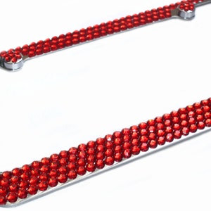 Mega Bling 4 Rows RED Crystal Bling Rhinestone License Plate Frame & 2 Screw Caps