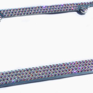 4 Row Mega Bling CRYSTAL AB License Plate Frame made w/ Swarovski Elements and 2 Screw Caps
