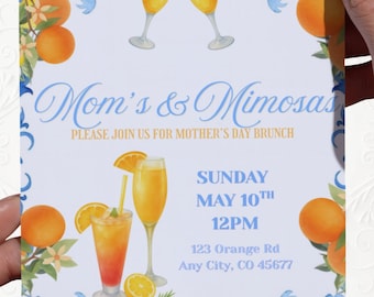 Mom’s and Mimosas Mother’s Day Brunch - Template Invitation (Digital Download)