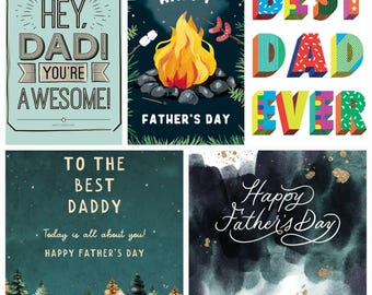 Cheeky & Adorable Father&#39;s Day Cards | Printable Bundle with 30 JPG Posters 1PDF | gift for dad Instant Gift Idea