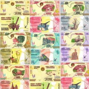 Madagascar paper money digital download, rare collectible banknote for DIY crafts and vintage decor