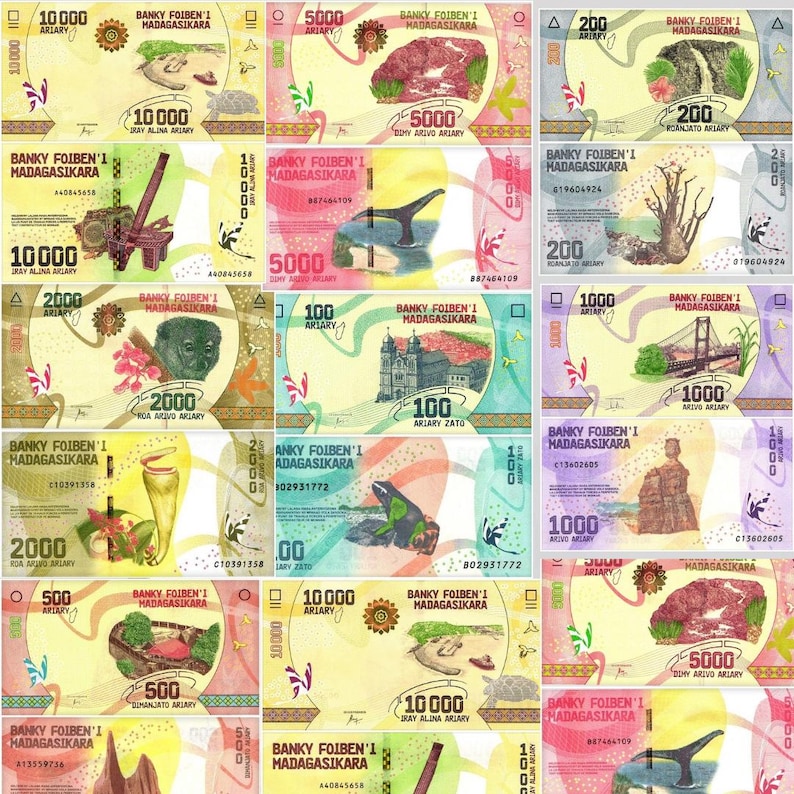 Madagascar paper money digital download, rare collectible banknote for DIY crafts and vintage decor
