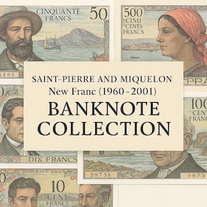 France vintage banknotes Collection New France 1960–2001 rare money Collection | French Saint-Pierre and Miquelon Printable Banknoten, Art