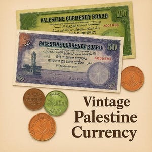 Vintage Palestine Banknotes and Coins | 1927–1948 Historical Currency Ephemera Old Money