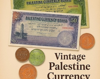 Vintage Palestine Banknotes and Coins | 1927–1948 Historical Currency Ephemera Old Money