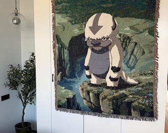Last airbender Appa Tapestry Wall Hanging | Avatar Inspired Woven Blanket | Nature Scene Rug