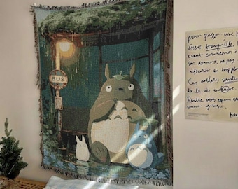 Forest Spirit Family Woven Blanket | Cozy Throw, Anime-Inspired Scene