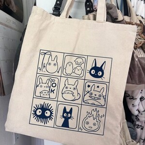 Ghibli Inspired Illustrations Tote Bag | Cotton Canvas Market Bag image 2