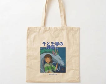 Spirited Away Inspired Art Tote Cotton Canvas Tote Bag | Ghibli Style