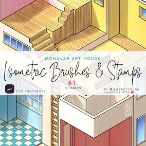 Procreate Brushes and Isometric Stamps, 61 Designs for Digital Art