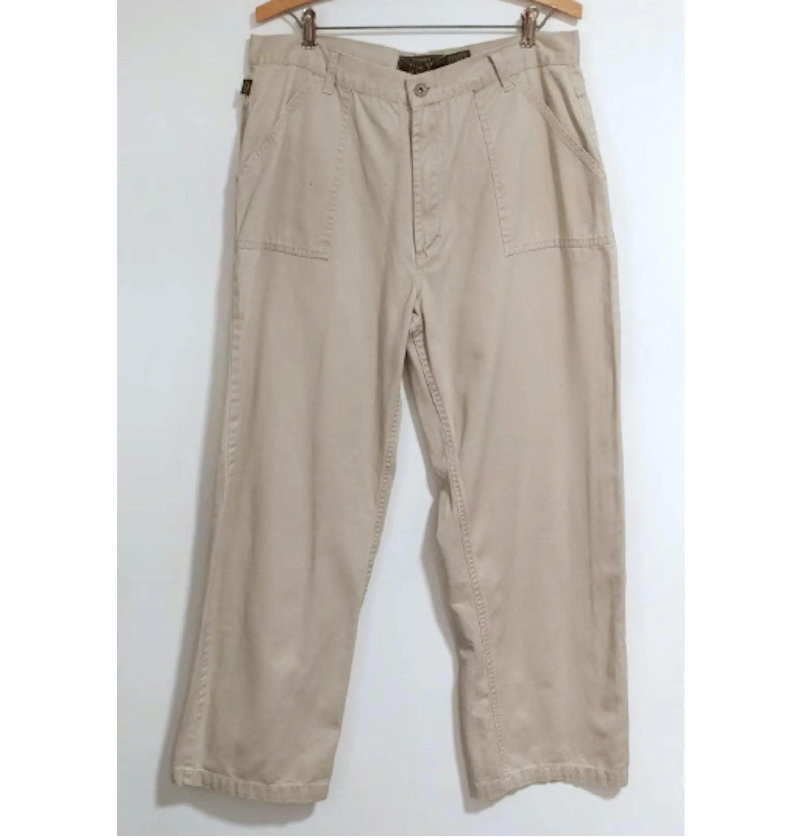 1990s, 34W Inseam 29, Rise 12 Khaki Jeans "No Excuses Authentic Surplus Utility" Straight Leg 100% Cotton Unisex Slacks Comfortable EUC Pant