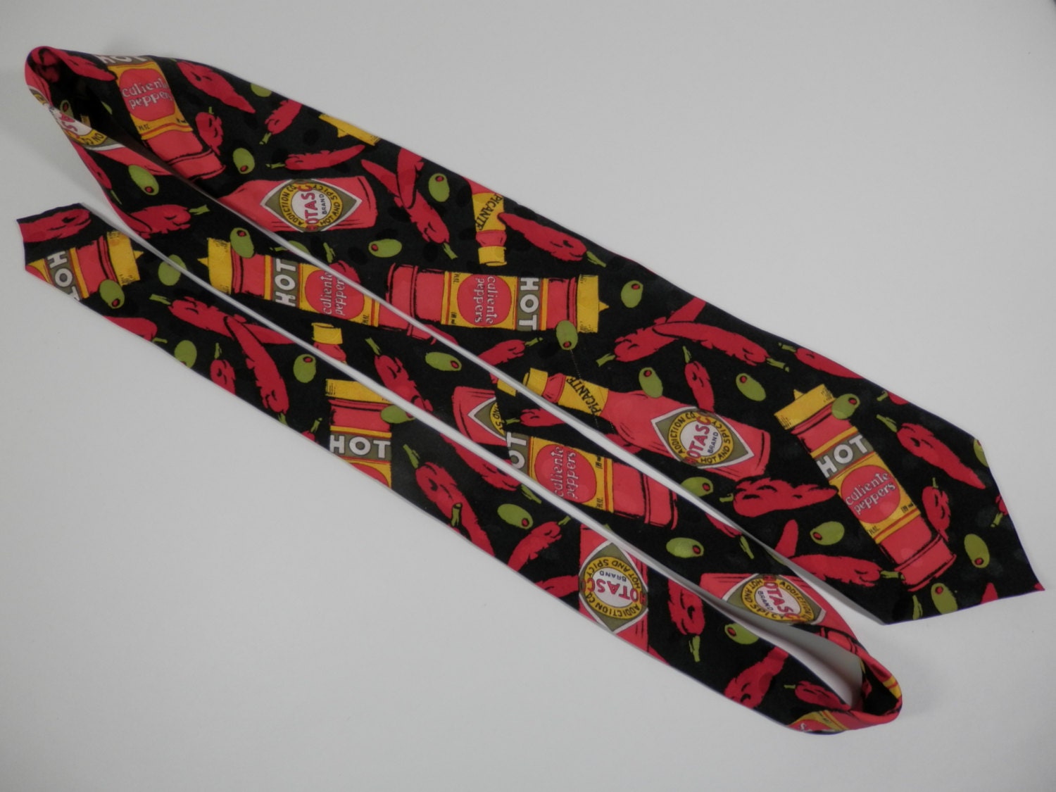 Silk Addiction Novelty Necktie Tex Mex Party Red Chili Pepper | Etsy