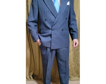 30s vintage 3Peace suit スーツ Ciglet 1930s Three-piece Belt-back Suit | Vintage 30s Blue Wool Flecked