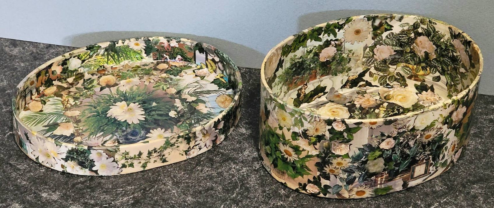5x7x3 Oval Decoupage Paper Mache Box Eco Craft Art Hand Design Etsy