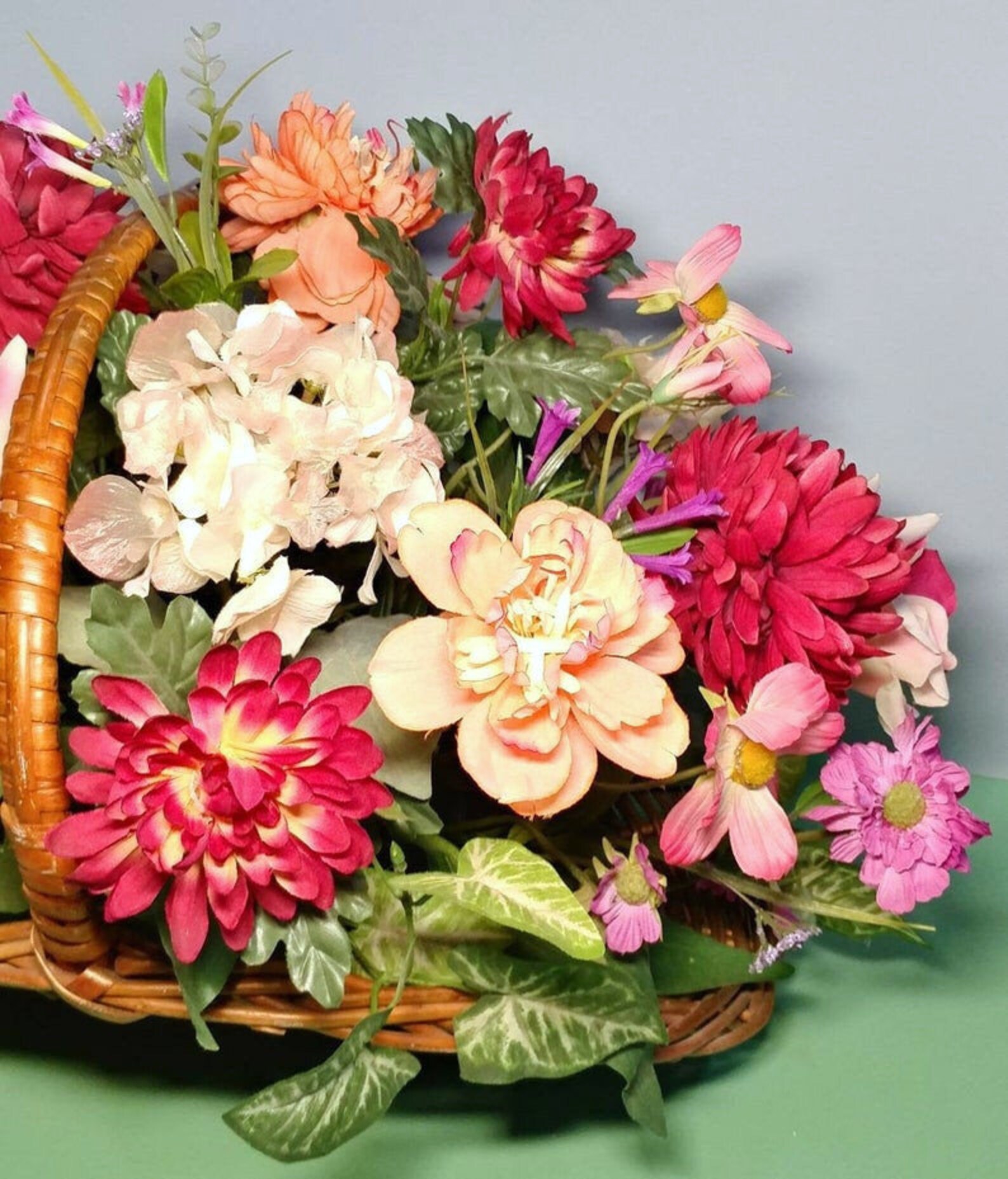 CLEARANCE 24H X 29D Large Silk Flower Centerpiece in A Wicker Etsy